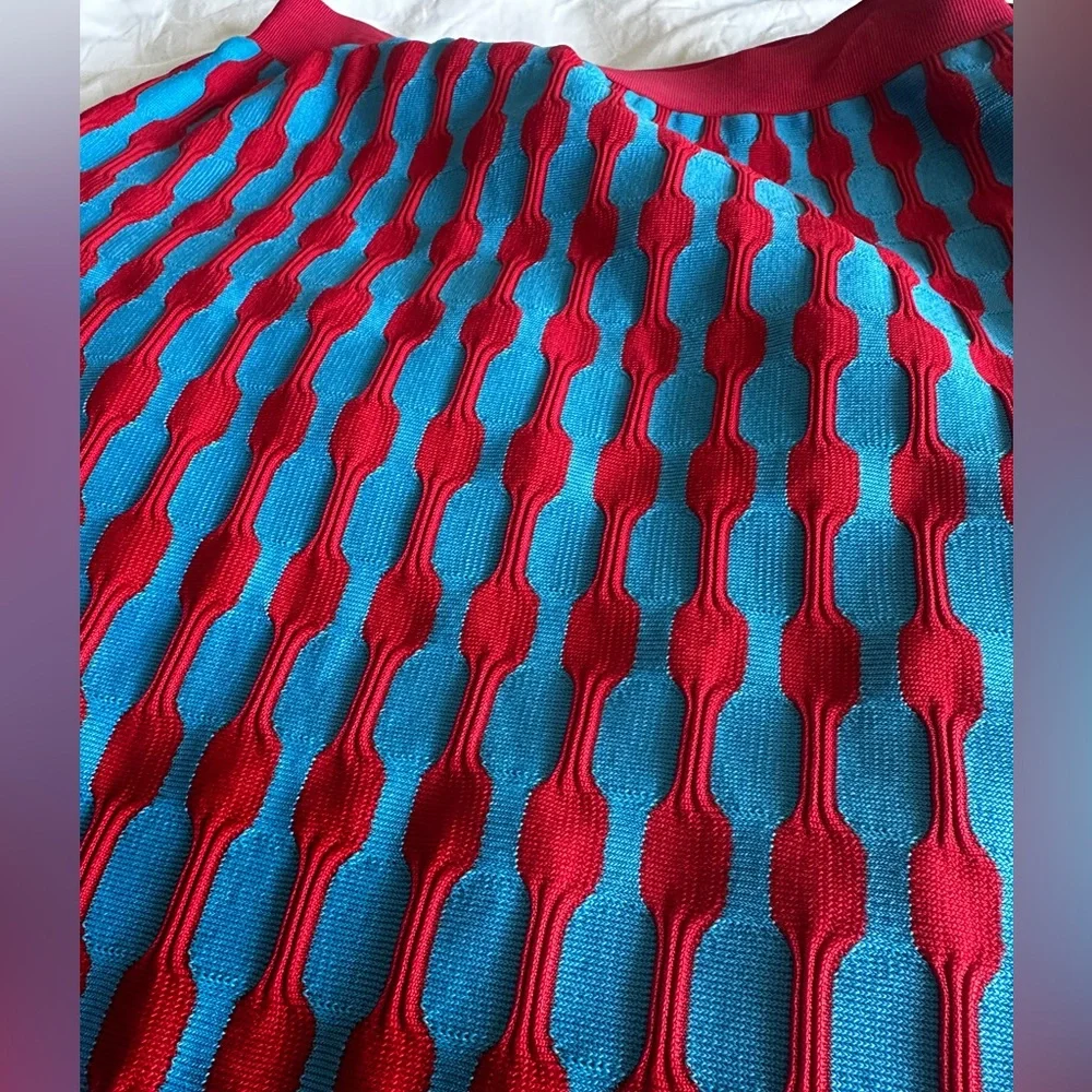 TORY BURCH Bubble Stripe Skirt blue & red - Picture 4 of 8